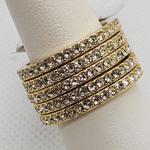 NWT Michela Currone Gold Rhinestone Layered Ring - Picture 3 of 6